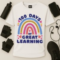 100 Days Of Great Learning School Rainbow Cooling Performance Crew T-Shirt
