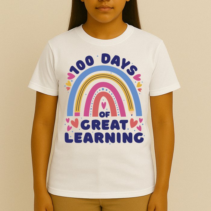 100 Days Of Great Learning School Rainbow T-Shirt
