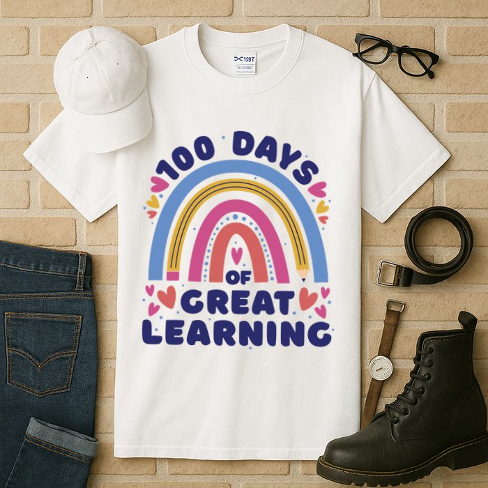 100 Days Of Great Learning School Rainbow Tall T-Shirt
