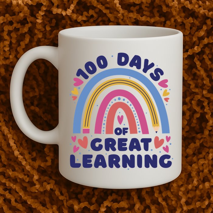 100 Days Of Great Learning School Rainbow Mug