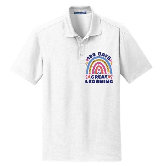 100 Days Of Great Learning School Rainbow Dry Zone Grid Polo