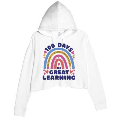 100 Days Of Great Learning School Rainbow Crop Fleece Hoodie