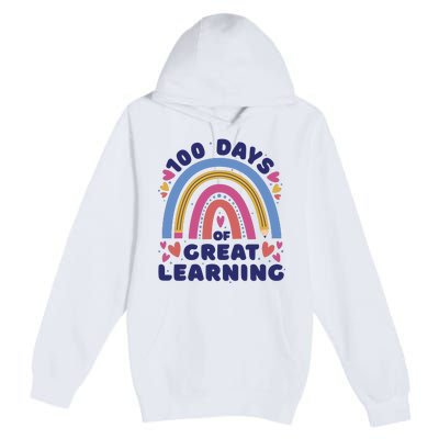 100 Days Of Great Learning School Rainbow Premium Pullover Hoodie