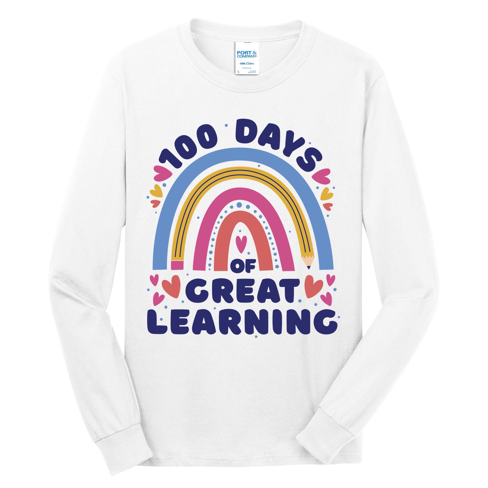 100 Days Of Great Learning School Rainbow Tall Long Sleeve T-Shirt