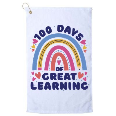 100 Days Of Great Learning School Rainbow Golf Towel