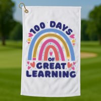 100 Days Of Great Learning School Rainbow Golf Towel