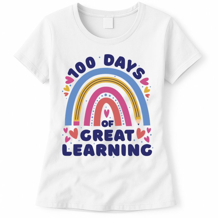 100 Days Of Great Learning School Rainbow Womens T-Shirt