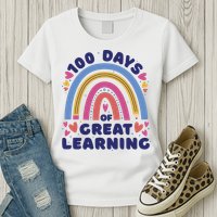 100 Days Of Great Learning School Rainbow Womens T-Shirt