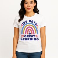 100 Days Of Great Learning School Rainbow Womens T-Shirt