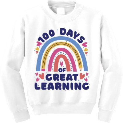 100 Days Of Great Learning School Rainbow Kids Sweatshirt