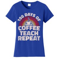 100 Days Of Coffee Teach Repeat 100th Day School Teacher Gift Women's T-Shirt