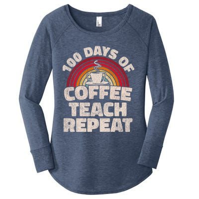 100 Days Of Coffee Teach Repeat 100th Day School Teacher Gift Women's Perfect Tri Tunic Long Sleeve Shirt