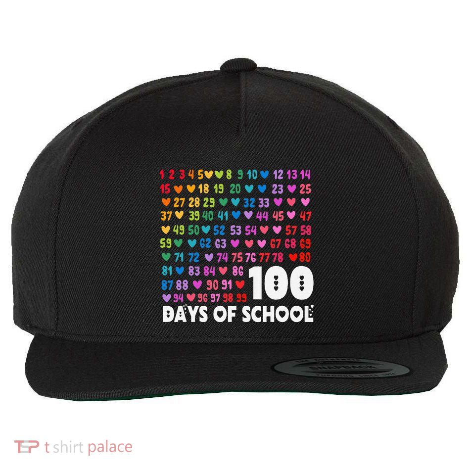 100 Days Of School Math Numbers Hearts Teacher Student Wool Snapback Cap