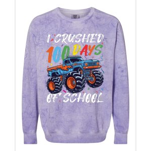 100 Days Of School Monster Truck Students And Teachers Colorblast Crewneck Sweatshirt