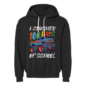 100 Days Of School Monster Truck Students And Teachers Garment-Dyed Fleece Hoodie