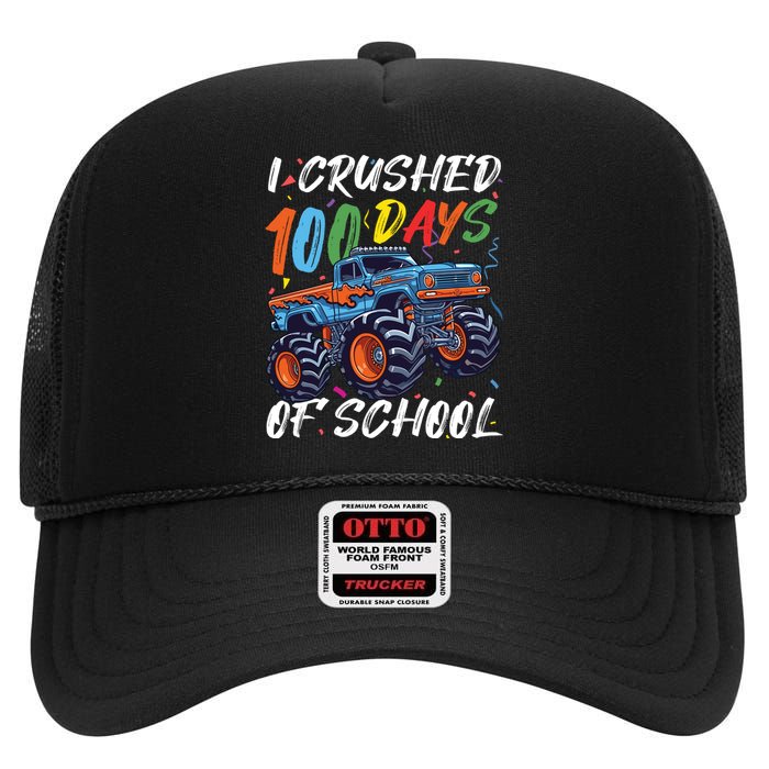 100 Days Of School Monster Truck Students And Teachers High Crown Mesh Back Trucker Hat