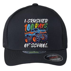 100 Days Of School Monster Truck Students And Teachers Flexfit Unipanel Trucker Cap