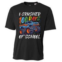 100 Days Of School Monster Truck Students And Teachers Cooling Performance Crew T-Shirt