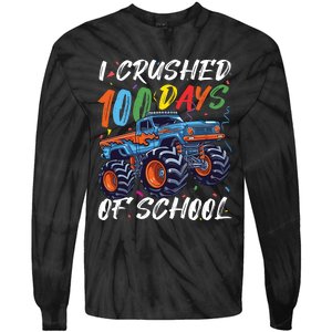 100 Days Of School Monster Truck Students And Teachers Tie-Dye Long Sleeve Shirt