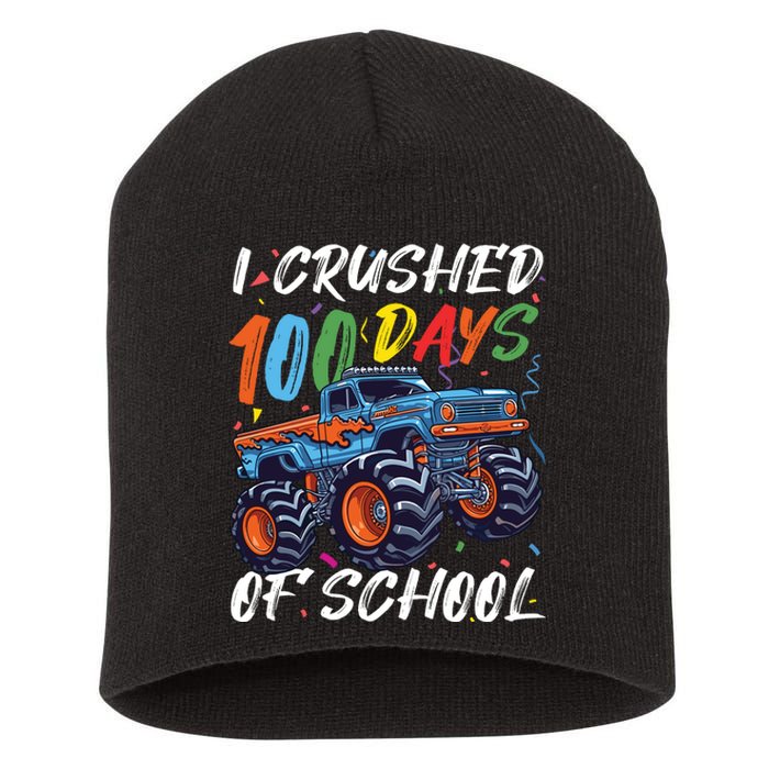 100 Days Of School Monster Truck Students And Teachers Short Acrylic Beanie