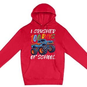 100 Days Of School Monster Truck Students And Teachers Premium Pullover Hoodie