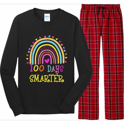 100th Day Of School Teacher rainbow 100 Days Smarter Long Sleeve Pajama Set