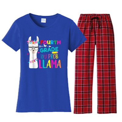 100th Day Of School Teacher Gift 100 Days Smarter No Prob Llama Gift Women's Flannel Pajama Set