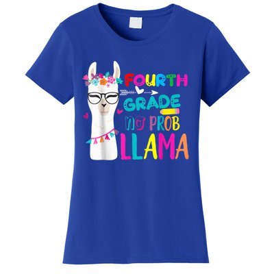 100th Day Of School Teacher Gift 100 Days Smarter No Prob Llama Gift Women's T-Shirt