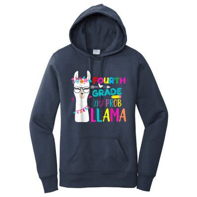 100th Day Of School Teacher Gift 100 Days Smarter No Prob Llama Gift Women's Pullover Hoodie