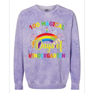 100th Day of Kindergarten For Girls 100 Magical Days Colorblast Crewneck Sweatshirt