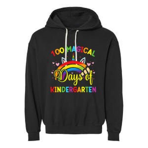 100th Day of Kindergarten For Girls 100 Magical Days Garment-Dyed Fleece Hoodie