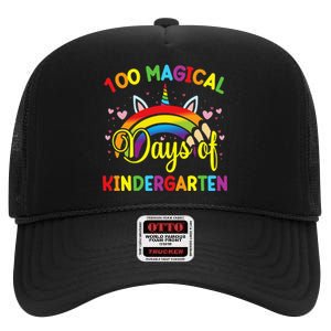 100th Day of Kindergarten For Girls 100 Magical Days High Crown Mesh Back Trucker Hat