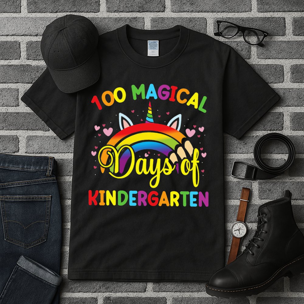 100th Day of Kindergarten For Girls 100 Magical Days Tall T-Shirt
