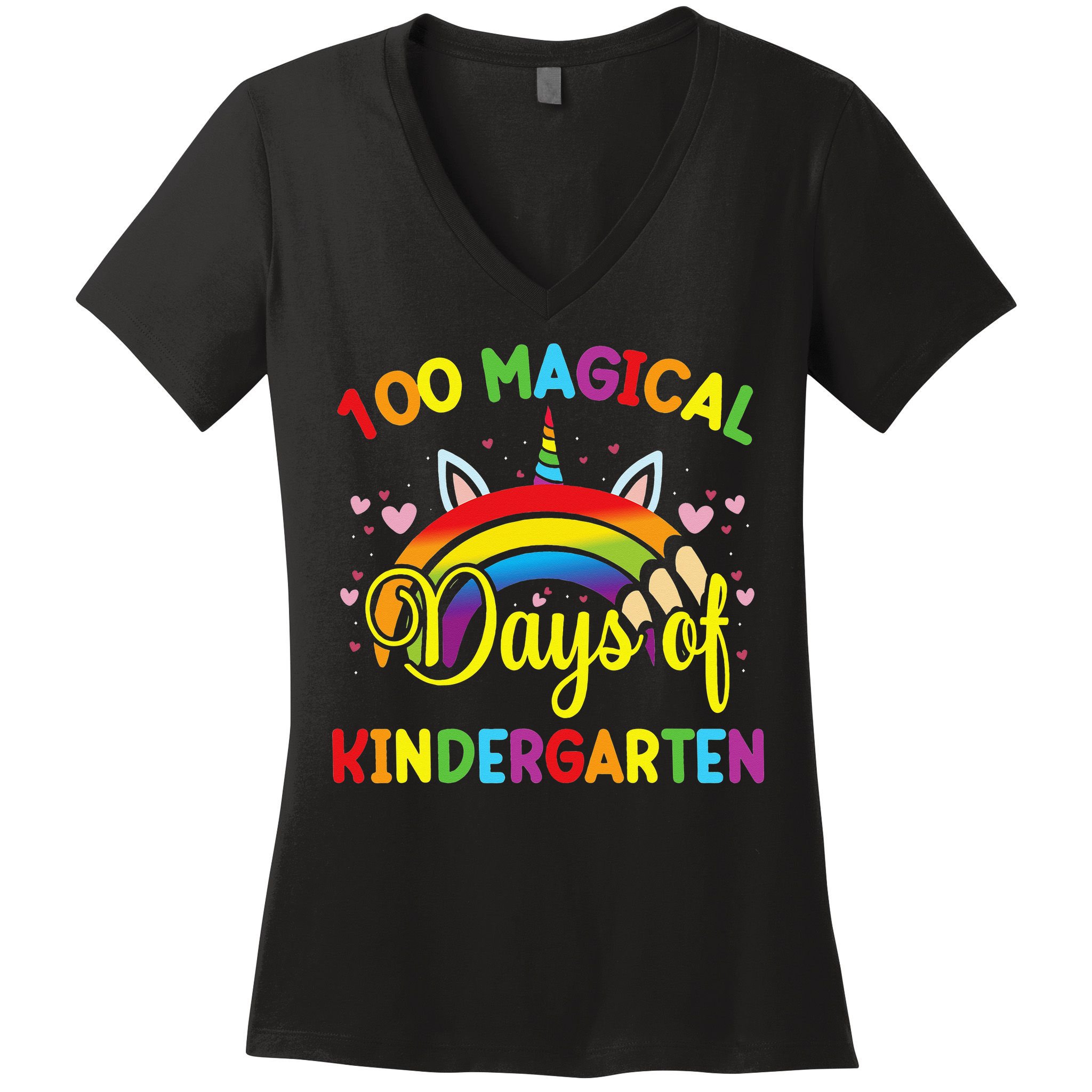 100th Day of Kindergarten For Girls 100 Magical Days Women's V-Neck T-Shirt