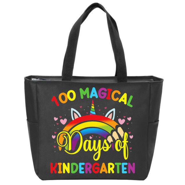 100th Day of Kindergarten For Girls 100 Magical Days Zip Tote Bag
