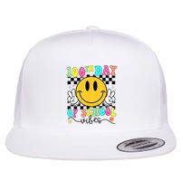 100th Day Of School Vibes Cute Smile Face 100 Days Groovy Flat Bill Trucker Hat