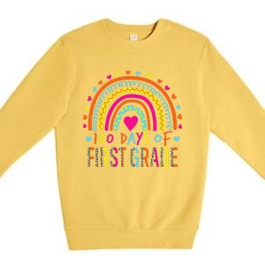 100 Days Of First Grade Leopard Rainbow 100th Day Of School Premium Crewneck Sweatshirt