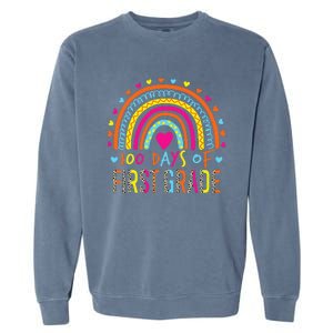 100 Days Of First Grade Leopard Rainbow 100th Day Of School Garment-Dyed Sweatshirt