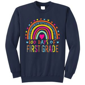 100 Days Of First Grade Leopard Rainbow 100th Day Of School Sweatshirt