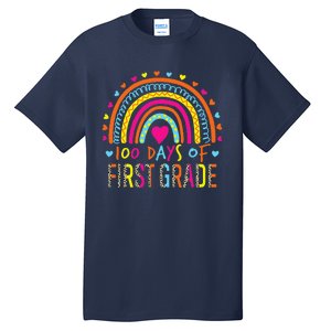 100 Days Of First Grade Leopard Rainbow 100th Day Of School Tall T-Shirt