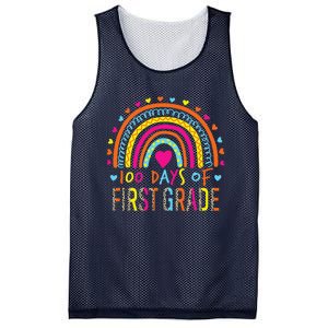 100 Days Of First Grade Leopard Rainbow 100th Day Of School Mesh Reversible Basketball Jersey Tank