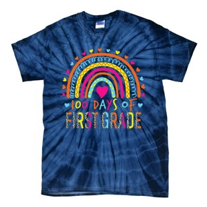 100 Days Of First Grade Leopard Rainbow 100th Day Of School Tie-Dye T-Shirt