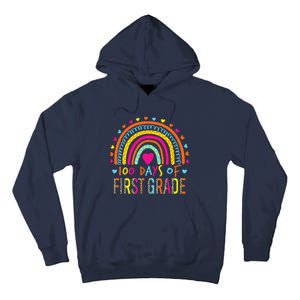 100 Days Of First Grade Leopard Rainbow 100th Day Of School Tall Hoodie