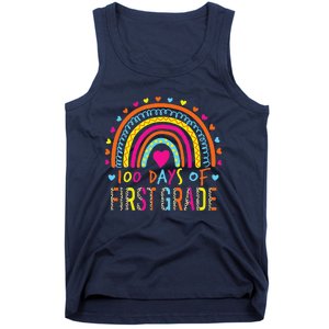 100 Days Of First Grade Leopard Rainbow 100th Day Of School Tank Top