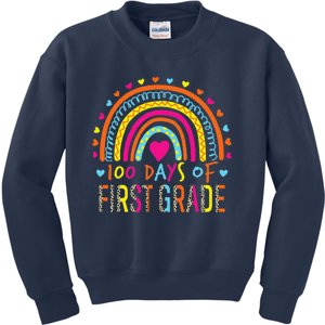 100 Days Of First Grade Leopard Rainbow 100th Day Of School Kids Sweatshirt