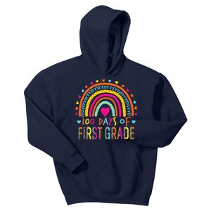 100 Days Of First Grade Leopard Rainbow 100th Day Of School Kids Hoodie