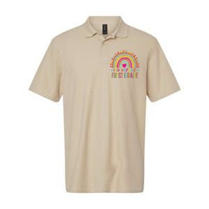 100 Days Of First Grade Leopard Rainbow 100th Day Of School Softstyle Adult Sport Polo