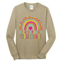 100 Days Of First Grade Leopard Rainbow 100th Day Of School Tall Long Sleeve T-Shirt