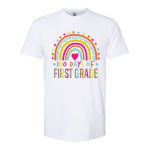 100 Days Of First Grade Leopard Rainbow 100th Day Of School Softstyle CVC T-Shirt