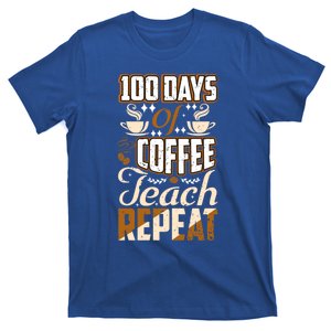 100 Days Of Coffee Teach Repeat Funny Coffee Lover Retro Cute Gift T-Shirt